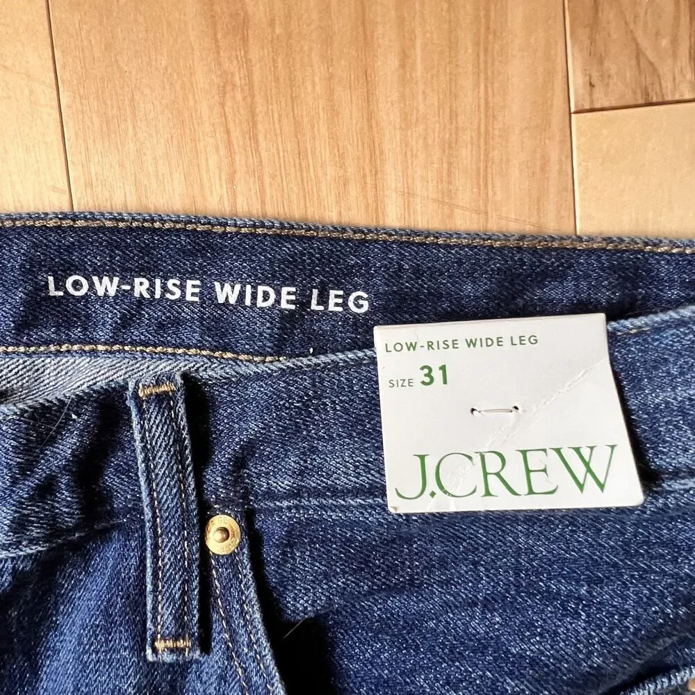 J.Crew Womens Jeans 31 Wide Leg  Low Rise Denim 100% Cotton Regina Wash NWT